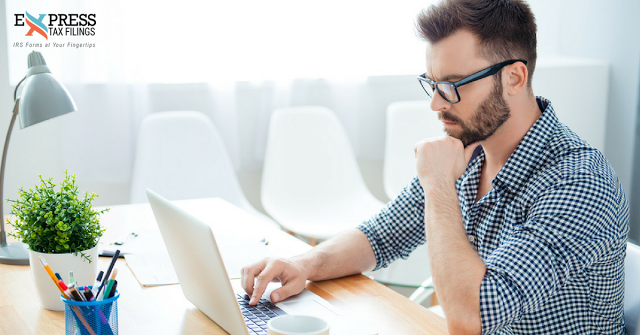 Entrepreneur working at computer diligently