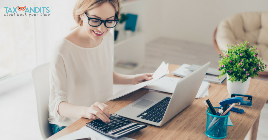 woman filing W-2 forms online
