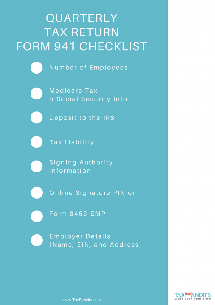 Form 941 for 2018 E-Filing Checklist 