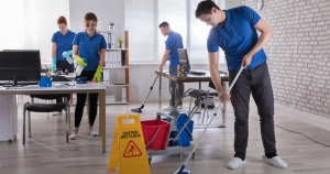House cleaning team working at housekeeping jobs