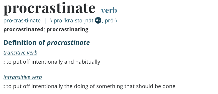 Definition of procrastinate