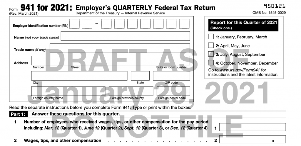 The Irs Released A Draft Of Form 941 For Tax Year 2021 Blog Taxbandits 9669